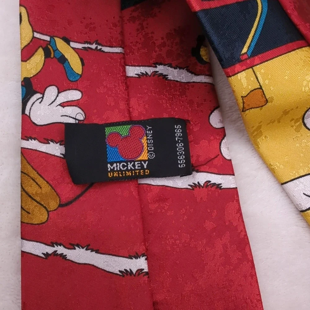 Vintage Disney Mickey Mouse Tie Mens Red Novelty‎ Football Mickey Unlimited 90s